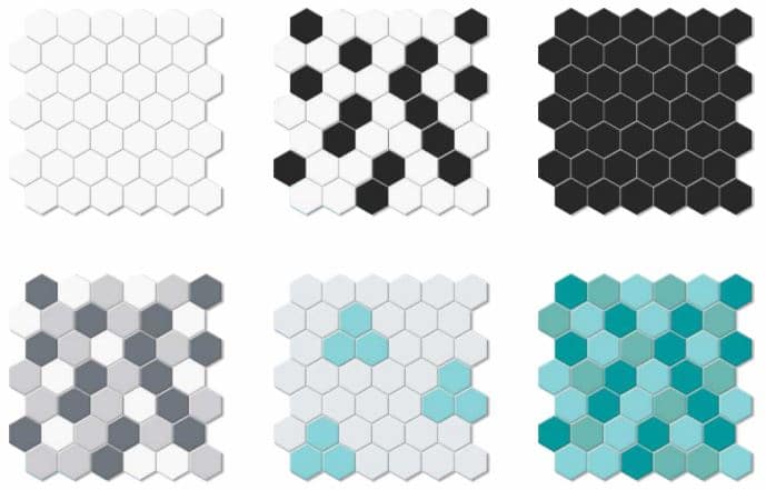 Mosaic tiles colors, shapes